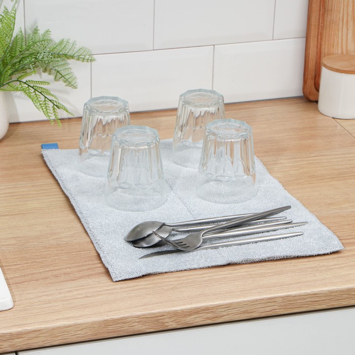 Коврик для сушки посуды Доляна «Лофт», 30×40 см, микрофибра, цвет светло-серый - Фото 1