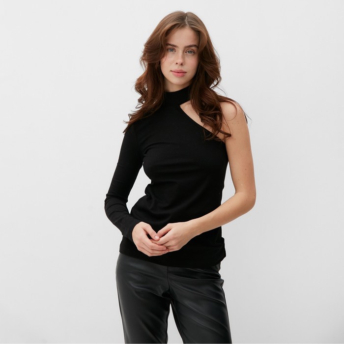 Лонгслив на одно плечо женский MINAKU: Basic line, чёрный, размер 46 - Фото 1