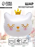 Воздушный шар фольгированный 24" «Милый котёнок с короной» - Фото 1