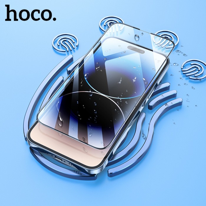 Защитное стекло Hoco для iPhone 14 Pro Max, с рамкой для установки, полный клей, 0.33 мм - фото 51324925