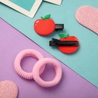 Набор для волос "Ариадна" (2 резинки, 2 зажима) яблочко (комплект 6 шт) - фото 22022211