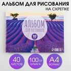 Альбом для рисования на скрепках А4, 40 листов «Лавандовое поле» (обложка 160 г/м2, бумага 100 г/м2). - фото 10256493