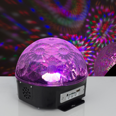 Световой прибор «Радужный шар» 17 см, динамик, пульт ДУ, свечение RGB, 220 В