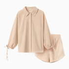 Комплект женский (блузка, шорты) MINAKU: Casual Collection цвет бежевый, р-р 42 - фото 24698664