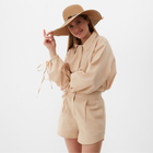 Комплект женский (блузка, шорты) MINAKU: Casual Collection цвет бежевый, р-р 42 - фото 12255216