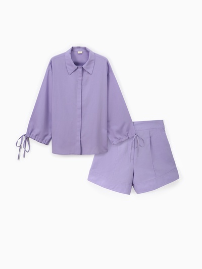 Костюм женский (блузка, шорты) MINAKU: Casual Collection, сиреневый, размер 42