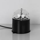 Световой прибор «Хрустальный шар» 7.5 см, свечение RGB, 220 В, чёрный - фото 8240585