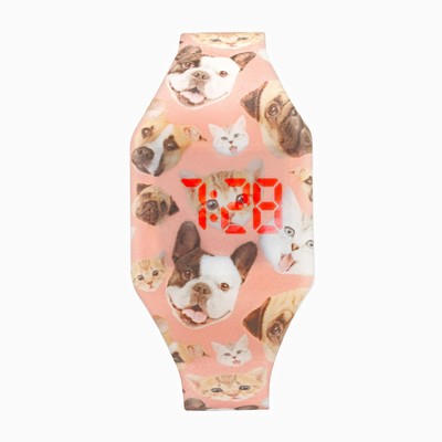 Часы наручные электронные «Зверята», детские, ремешок силикон, l-23.5 см