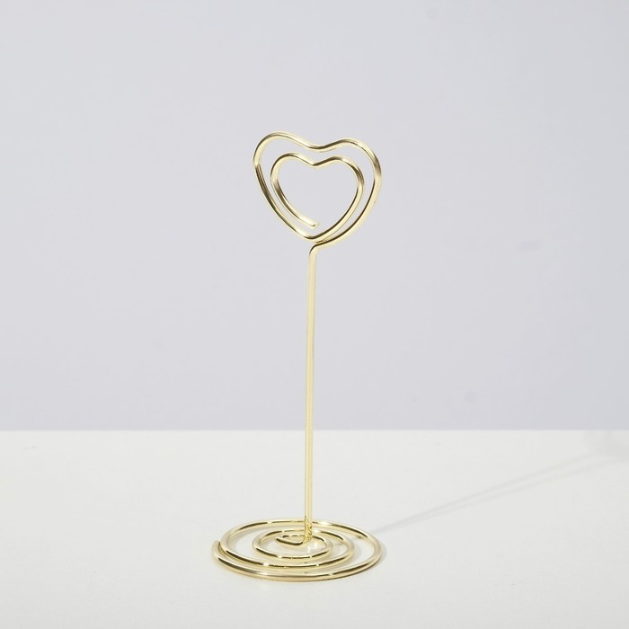 Ценникодержатель с зажимом «Сердце», 3,3×3,3×8,3 см, цвет золото - фото 1907630499