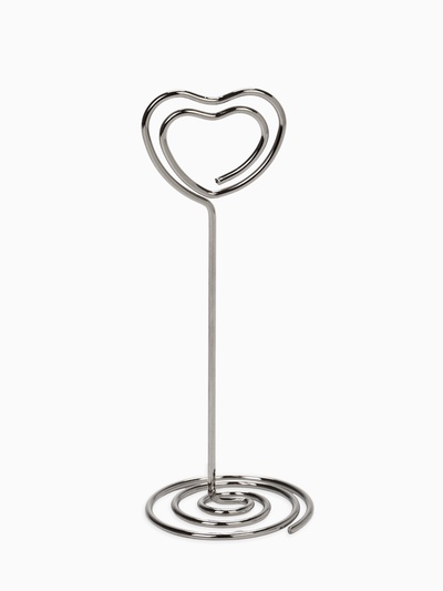 Подставка под ценник, фото «Сердце», с зажимом, 3.3×3.3×8.3 см, цвет серебро