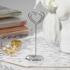 Подставка под ценник, фото «Сердце», с зажимом, 3.3×3.3×8.3 см, цвет серебро - Фото 2