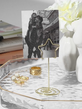 Подставка под ценник, фото «Звезда», с зажимом, 3.3?3.3?8.3 см, цвет золото (комплект 2 шт)