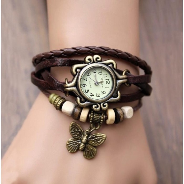 Часы наручные женские «Бабочка», кварцевые, ремешок экокожа - Фото 1