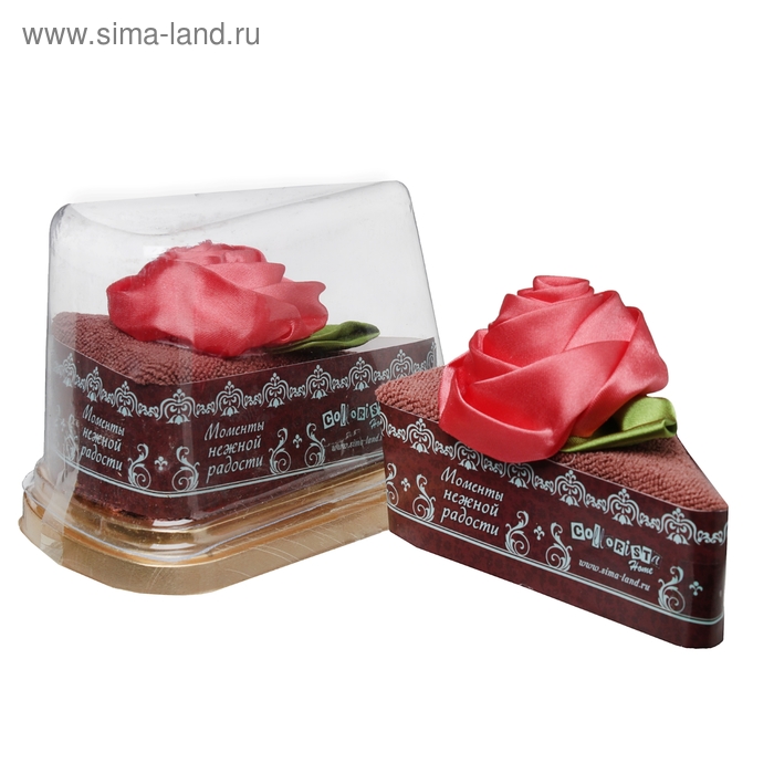 Полотенце сувенирное торт "Collorista" Чайная роза в шоколаде 20 х 20 см, микрофибра - Фото 1