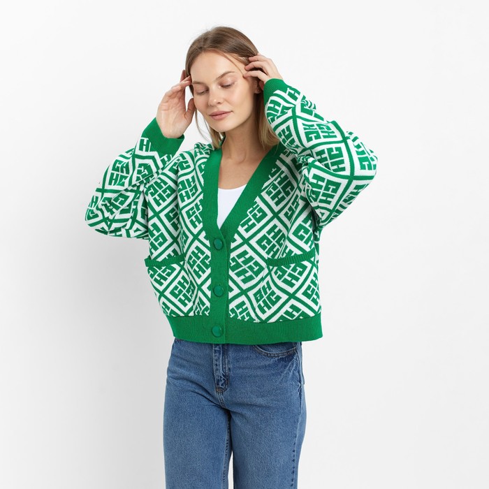 Кардиган женский, цвет тёмно-зелёный, размер ONE SIZE (42-46) 60373