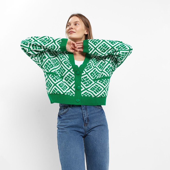 Кардиган женский, цвет тёмно-зелёный, размер ONE SIZE (42-46) 60373