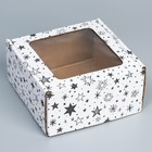 Коробка подарочная сборная с окном, упаковка, «Звезды», белый, 16х8х16 см - фото 319272741