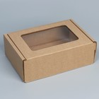 Коробка подарочная сборная с окном бурая, упаковка, 24х8х16 см - фото 307197128
