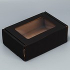 Коробка подарочная сборная с окном, упаковка, «Черный»24х8х16 см - фото 319272761