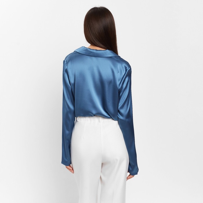 Блуза женская шелковая MIST: Classic Collection р. 48, цвет синий 60398