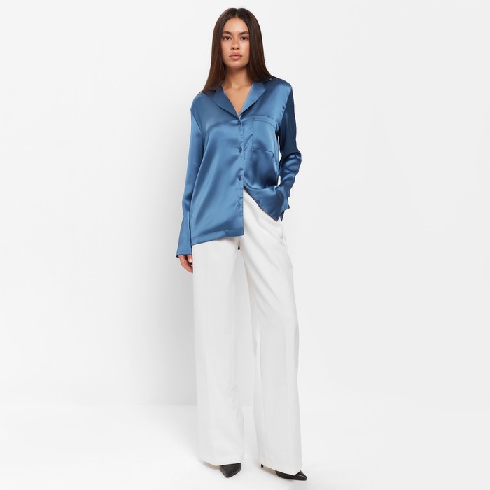 Блуза женская шелковая MIST: Classic Collection р. 48, цвет синий 60398