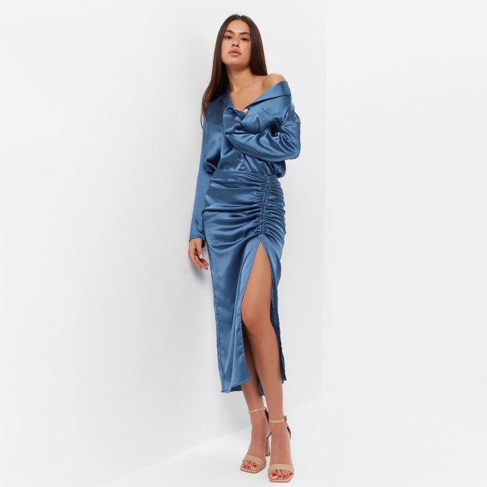 Блуза женская шелковая MIST: Classic Collection р. 48, цвет синий 60398