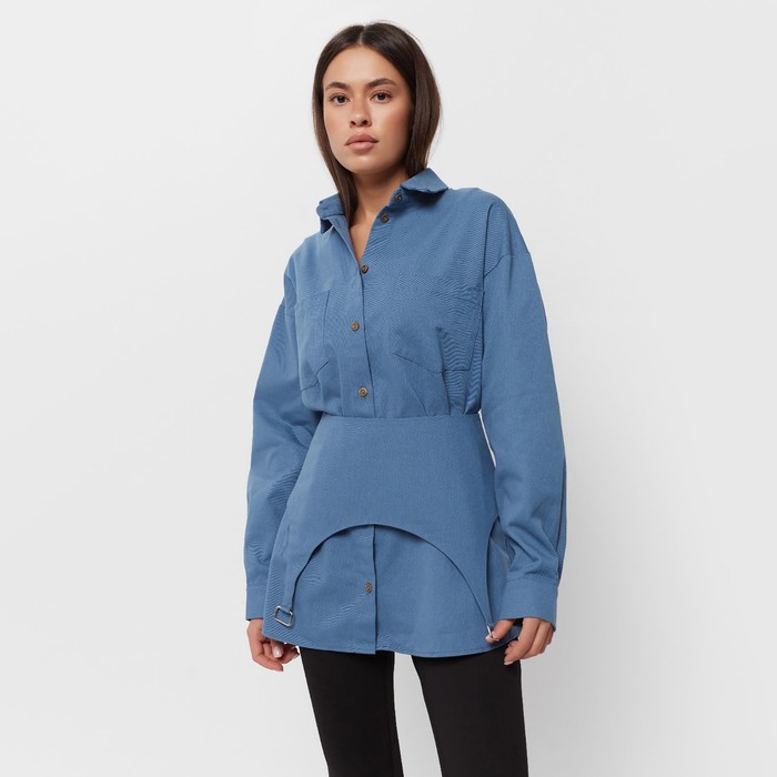 Юбка-баска женская джинсовая MIST: Denim р.48, синий - Фото 1