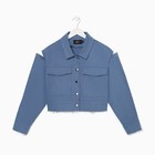 Рубашка женская укороченная с разрезами MIST: Denim, размер 46, синий - Фото 7