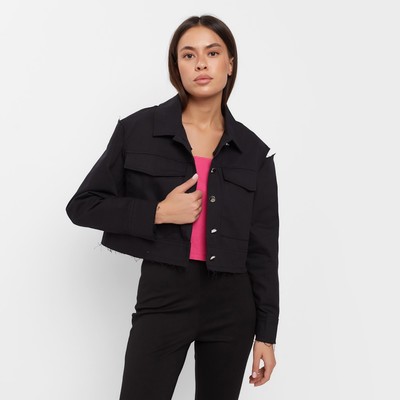 Рубашка женская укороченная с разрезами MIST: Denim, размер 44, чёрная