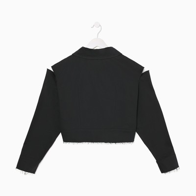 Рубашка женская укороченная с разрезами MIST: Denim, размер 44, чёрная