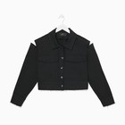 Рубашка женская укороченная с разрезами MIST: Denim р.44, черный 9410937 - фото 10259179