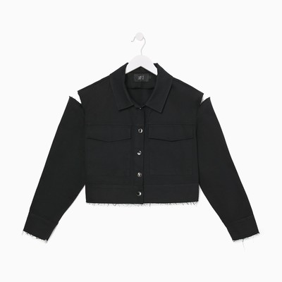 Рубашка женская укороченная с разрезами MIST: Denim, размер 44, чёрная