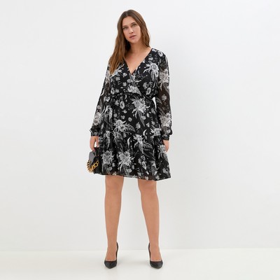 Платье мини женское MIST plus-size, размер 54, чёрное
