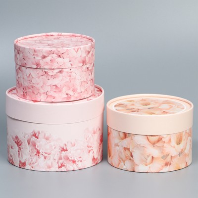 Набор коробок 3 в 1, упаковка подарочная, «Цветы», 16×16×10 - 13×13×8.5 см