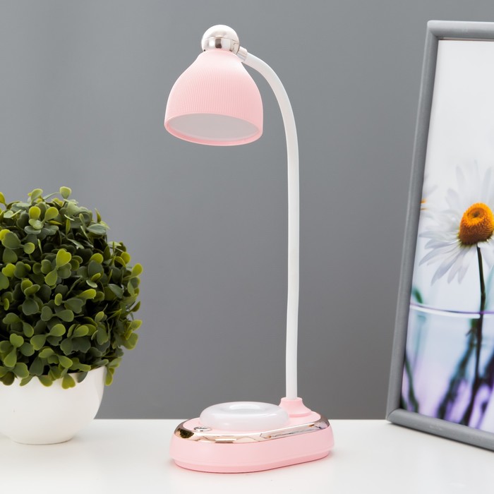 Настольная лампа "Тедди" LED 3Вт АКБ USB розовый 9х13,5х40 см RISALUX - Фото 1