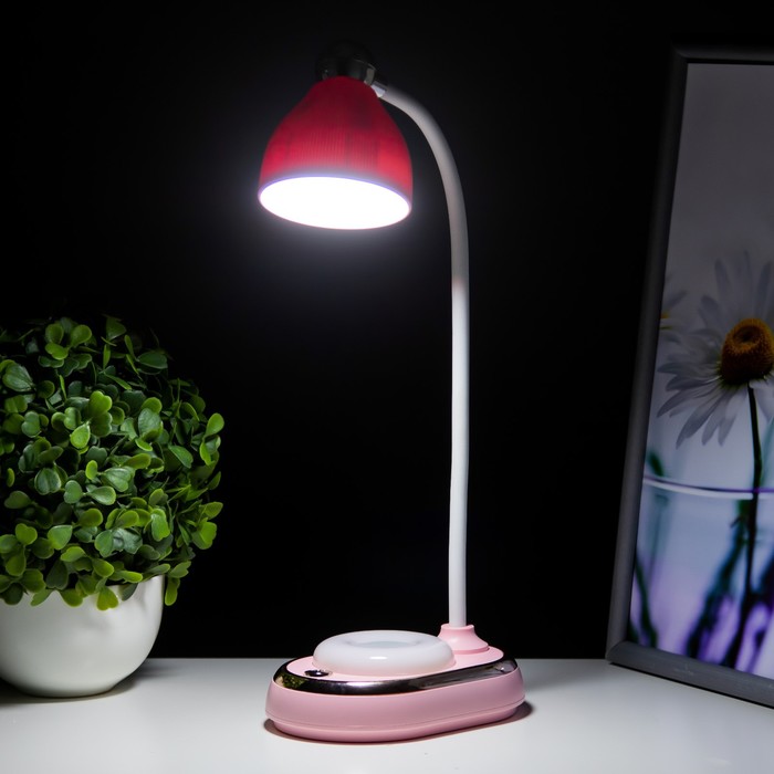 Настольная лампа "Тедди" LED 3Вт АКБ USB розовый 9х13,5х40 см RISALUX - фото 1907631025