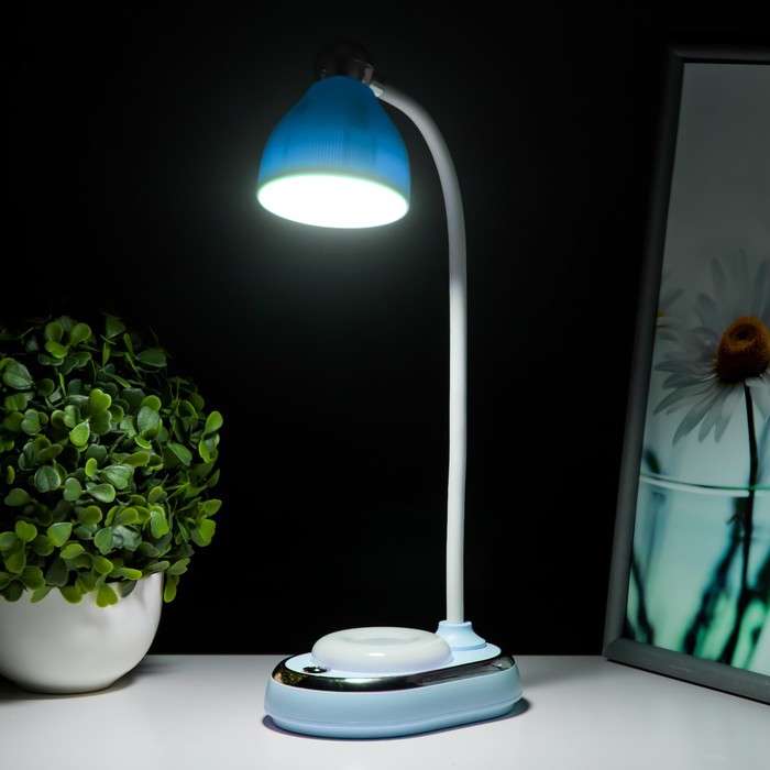 Настольная лампа "Тедди" LED 3Вт АКБ USB синий 9х13,5х40 см RISALUX - фото 1926605973