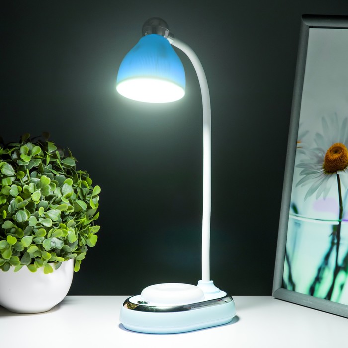 Настольная лампа "Тедди" LED 3Вт АКБ USB синий 9х13,5х40 см RISALUX - фото 1907631039