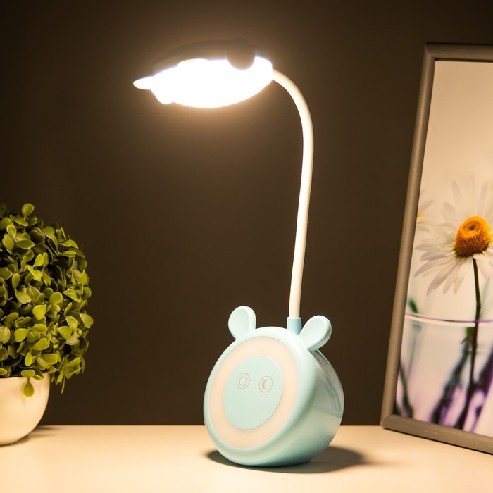 Настольная лампа "Ушки" LED 3Вт АКБ USB голубой 6х10,5х42,5 см RISALUX - фото 1907631067