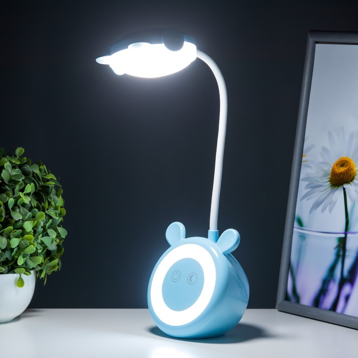 Настольная лампа "Ушки" LED 3Вт АКБ USB голубой 6х10,5х42,5 см RISALUX - фото 1907631070