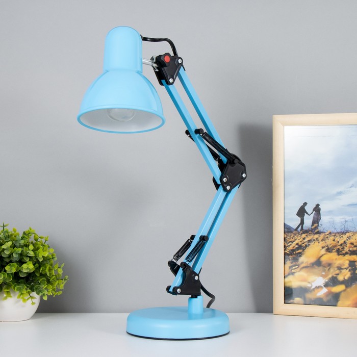 Настольная лампа "Уникум" Е27 15Вт голубой 14,5х15х57 см RISALUX - фото 1910565815