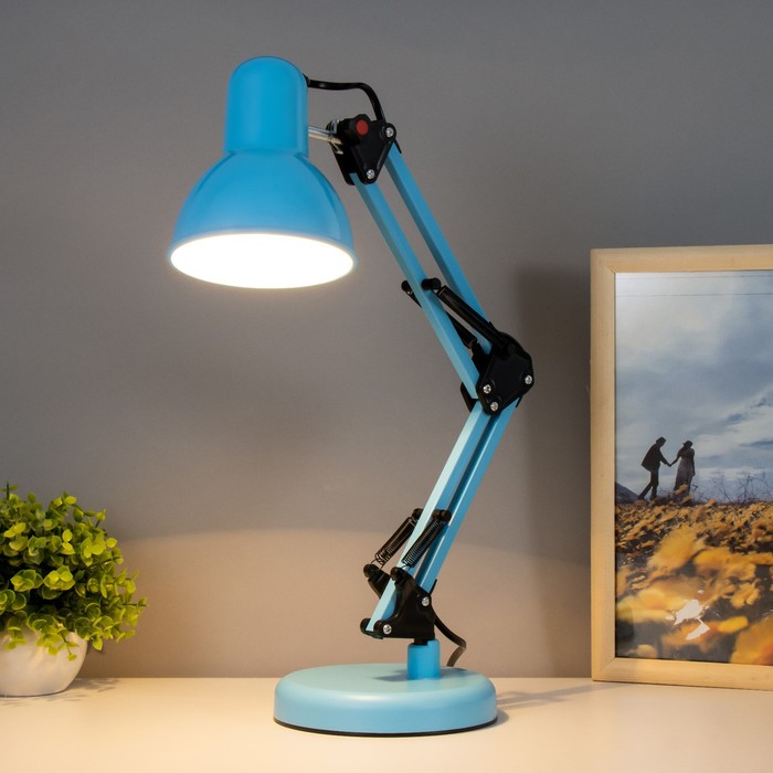 Настольная лампа "Уникум" Е27 15Вт голубой 14,5х15х57 см RISALUX - фото 1910565816