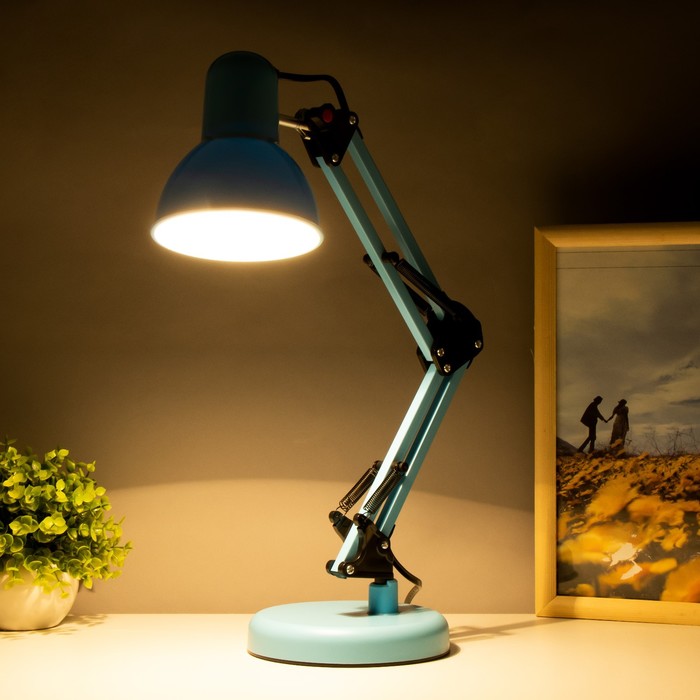 Настольная лампа "Уникум" Е27 15Вт голубой 14,5х15х57 см RISALUX - фото 1910565817