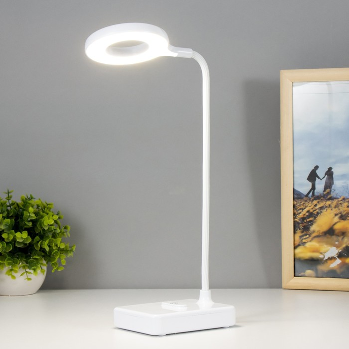 Настольная лампа сенсорная "Лоди" LED 4Вт USB АКБ белый 9х12х45 см RISALUX - фото 1907631326
