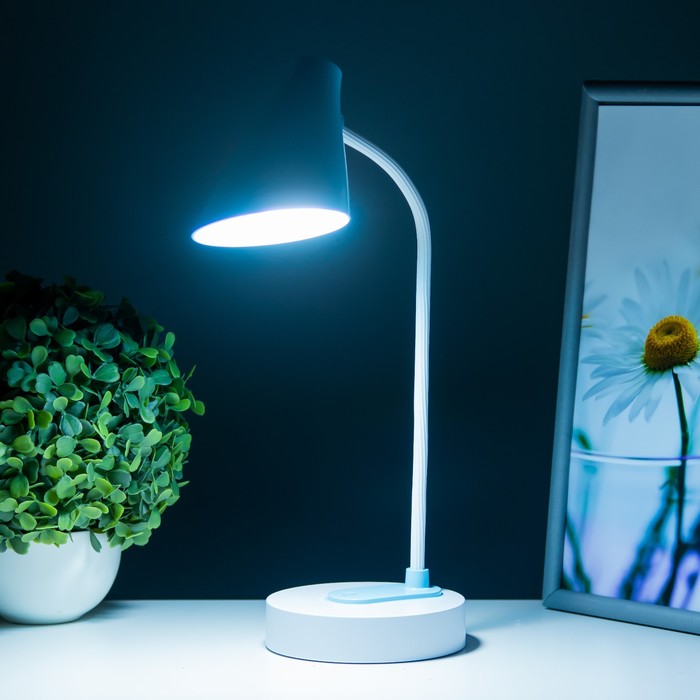 Настольная лампа сенсорная "Вилси" LED 4Вт USB АКБ бело-синий 13х11,5х44 см RISALUX - фото 1907631348