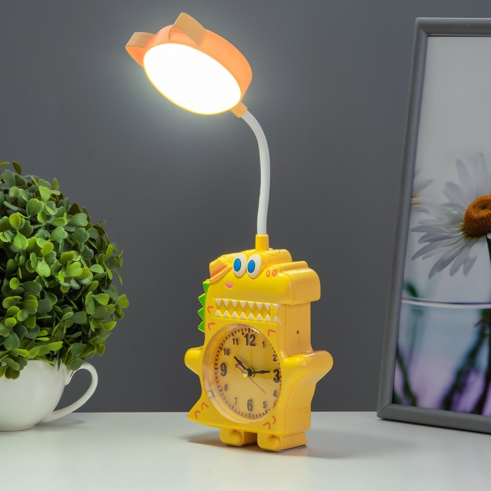 Настольная лампа "Динозаврик" LED 3Вт от батареек АА/USB желтый 4х12х35 см RISALUX - фото 1907631389