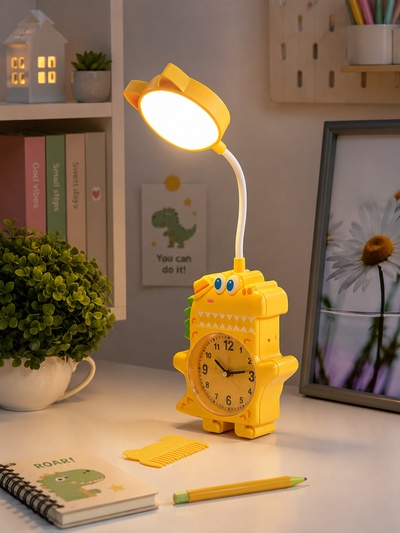 Лампа настольная RISALUX «Динозаврик», светодиодная, 3 Вт, от батареек АА/USB, жёлтая, 4×12×35 см