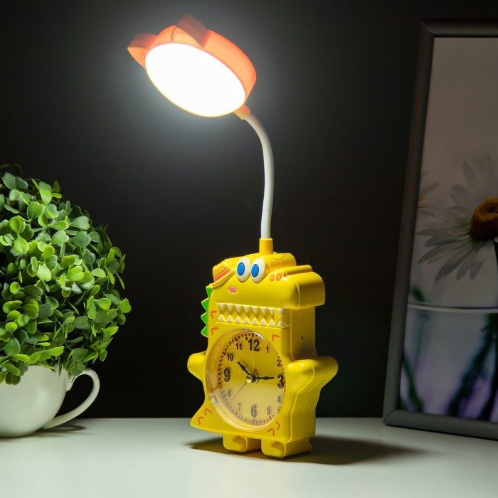 Настольная лампа "Динозаврик" LED 3Вт от батареек АА/USB желтый 4х12х35 см RISALUX - фото 1907631390