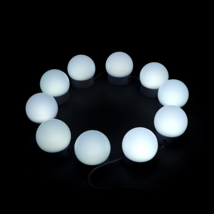 Комплект светодиодных ламп для подсветки зеркала, 10шт, контроллер, от USB, 3000 - 6500К - фото 1887031391