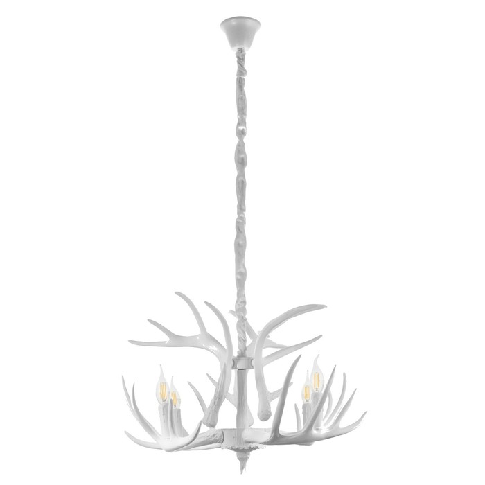 Люстра "Рога" 4хЕ14 40Вт белый 65х65х40-130 см BayerLux - Фото 1